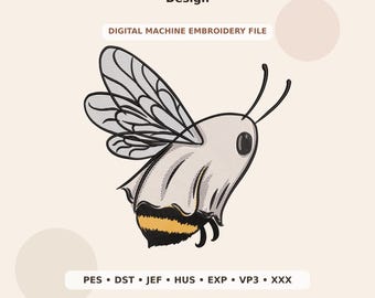 Cute Flying Bee Embroidery Design PES DST JEF - Digital Machine Embroidery File