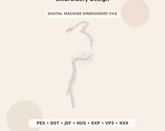 Minimalist Cat Silhouette Embroidery Design PES DST JEF - Digital Machine Embroidery File