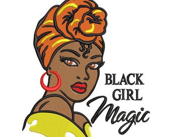 Black Girl Magic Embroidery Design - African woman Machine embroidery designs