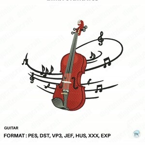 Violin Embroidery Design, Machine Embroidery File for Pes Dst Jef, Digital Download