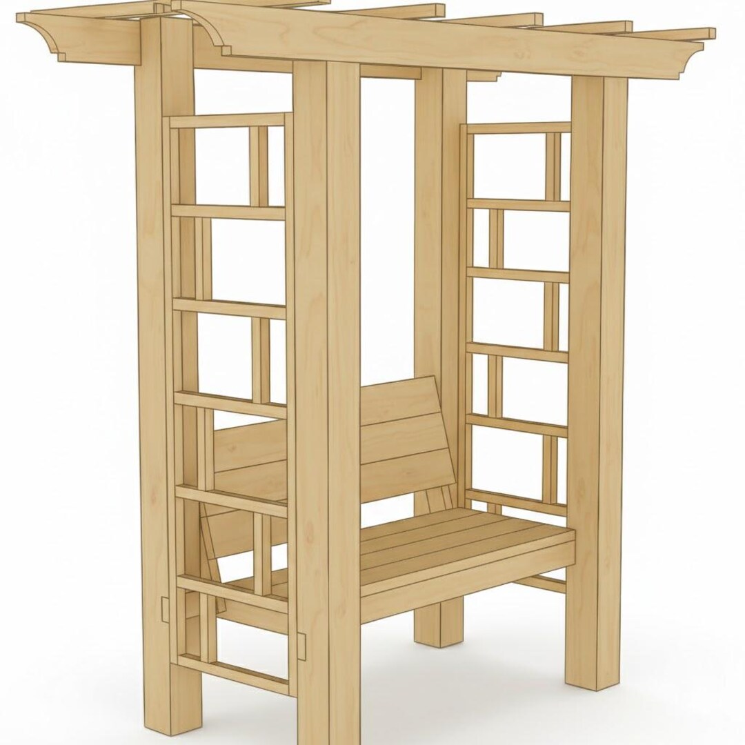 Garden Arbor Bench Plans PDF | DIY Pergola Wood Bench Woodworking ...