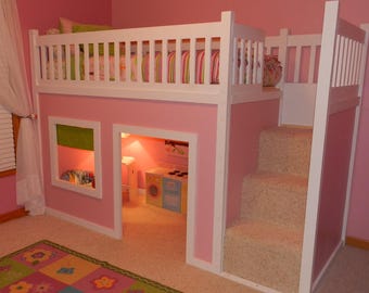 Loft Bed Storage Stairs Plans | Playhouse Bed Steps Woodworking (PDF Download)
