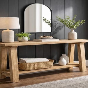 Planritning för konsolbord i lantlig stil i PDF-format | Gör-det-själv-ritningar för entrébord i trä | Bygga soffbord 2x4 | Omedelbar digital nedladdning