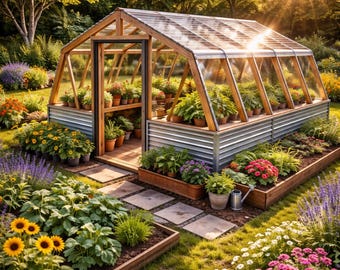 Gör-det-själv växthusplaner i ladugårdsstil | Ritning för trädgårdsstruktur i trä