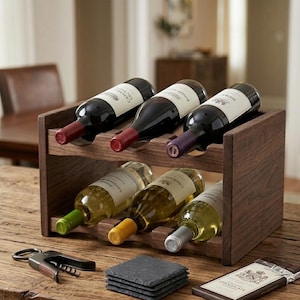 Progetto fai da te per portabottiglie impilabile in legno / Portabottiglie rustico (Download digitale)