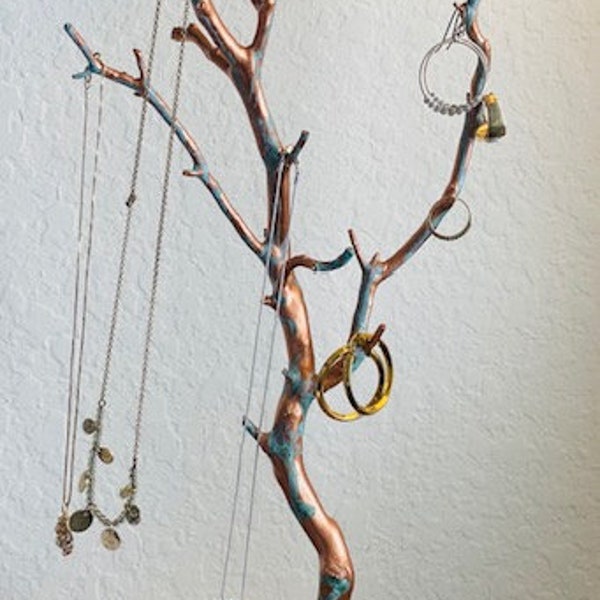 Rusted Copper Manzanita Jewelry Tree, Hand-Crafted and Hand-Painted to Beautifully Accent Your Home & Jewelry, A Stunning Gift!