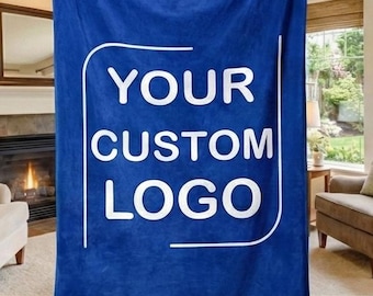 Custom Logo Blanket, Personalized Business Logo Throw, Company Gift Blanket, Custom Photo Fleece Blanket, Promotional Team Gift