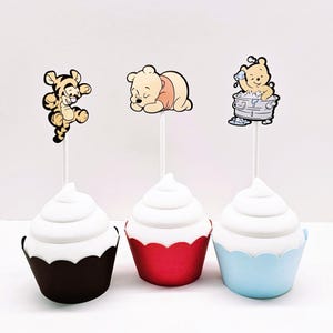 Winnie the Pooh and Friends/ Cupcake Topper/ Baby Pooh/ Birthday (Set of 12)