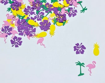 Tropical Confetti/Flamingo/Hibiscus/Palm Tree/Pineapple/ Decoraitng/ Party Supplies/ 100 Pieces