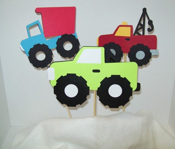Monster Truck Tow Truck Dump Truck Centerpiece Birthday Etsy