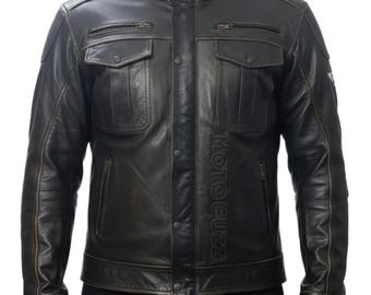 Moto Guzzi Motorbike/motorcycle Cowhide Leather Jacket With CE