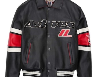 Men’s Avirex Real Leather Bomber Jacket – Classic American Style