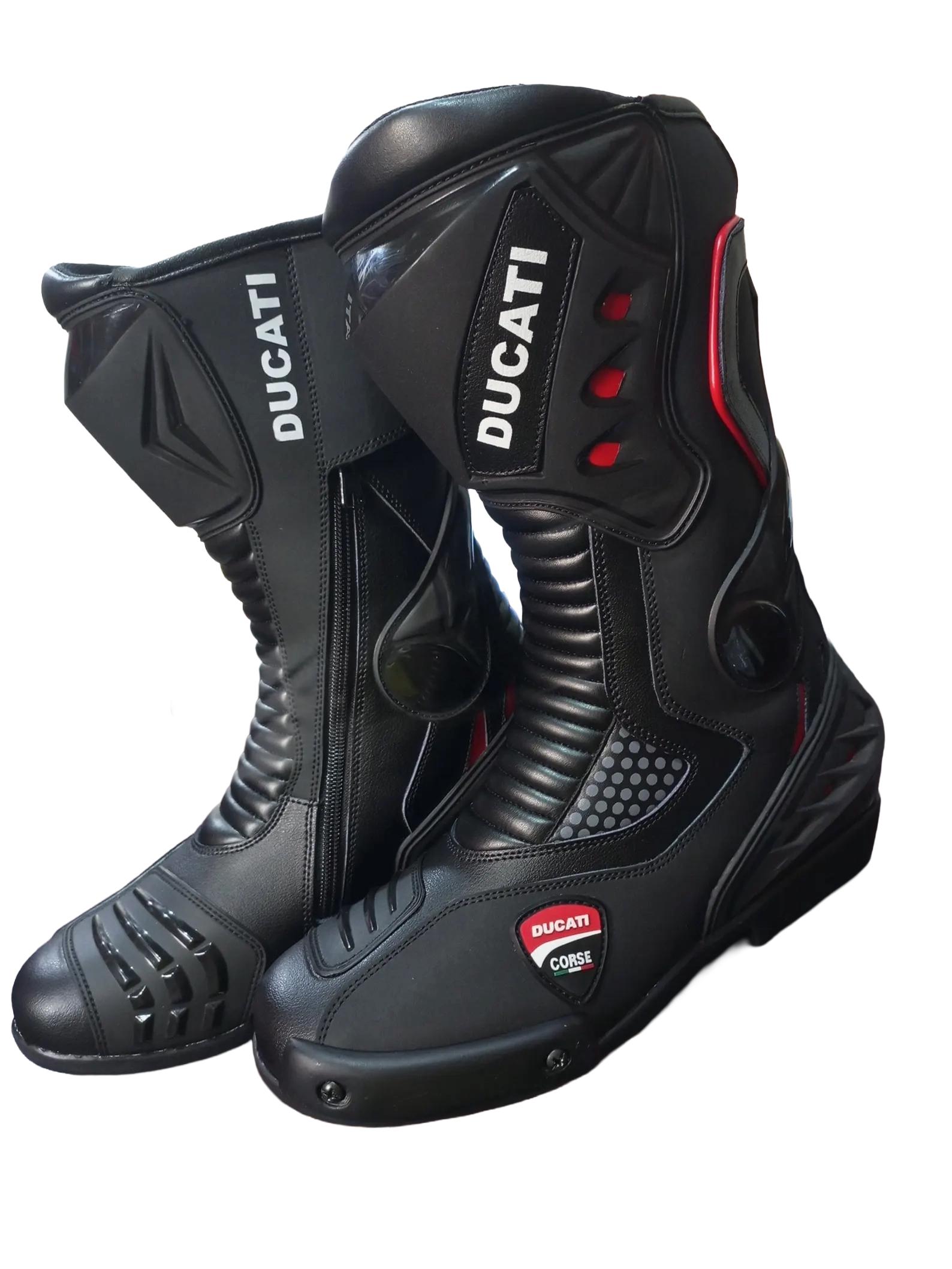 Ducati Corse Racing Boots – Men's Black and Red Sportbike Riding