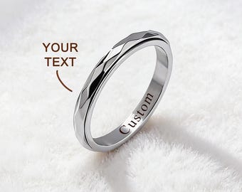 Personalized Spinner Ring, Stainless Steel Fidget Band, Unique Geometry Rotatable Ring 3mm