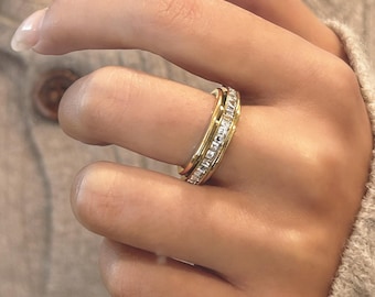 Anxiety Fidget ring Silver anxiety ring band minimal Meditation Spinner rings Titanium Steel Comfort jewelry for Stress