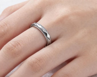 Anillo giratorio de acero inoxidable texturizado, pulsera antiansiedad, 3 mm de grosor