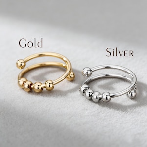 Adjustable Fidget Ring: Anxiety/ ADHD up & down spinning ring, worry ring, Golden ring