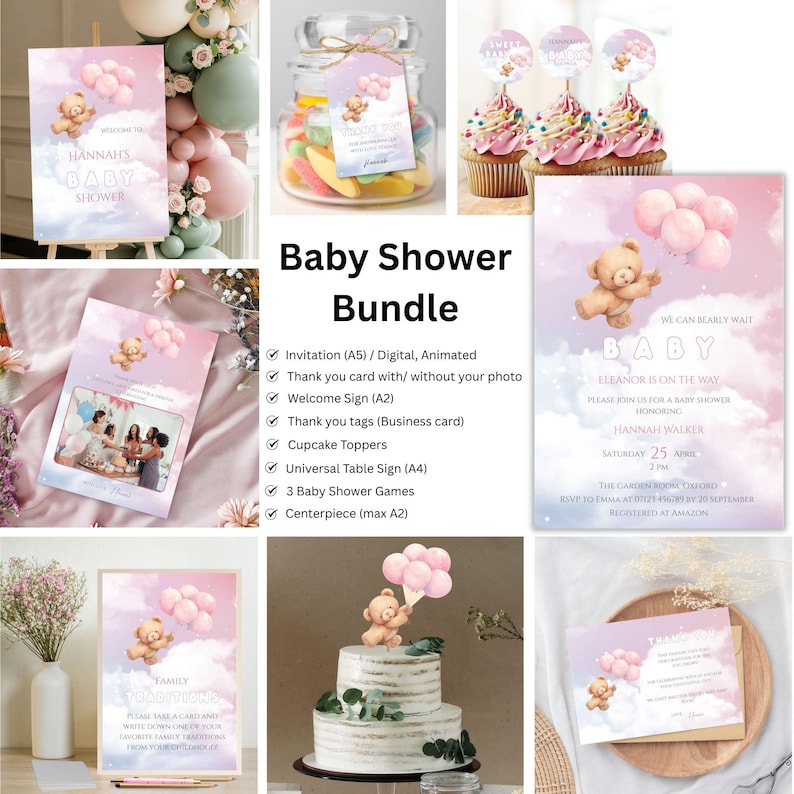 Bearly Wait Girl Baby Shower Bundle