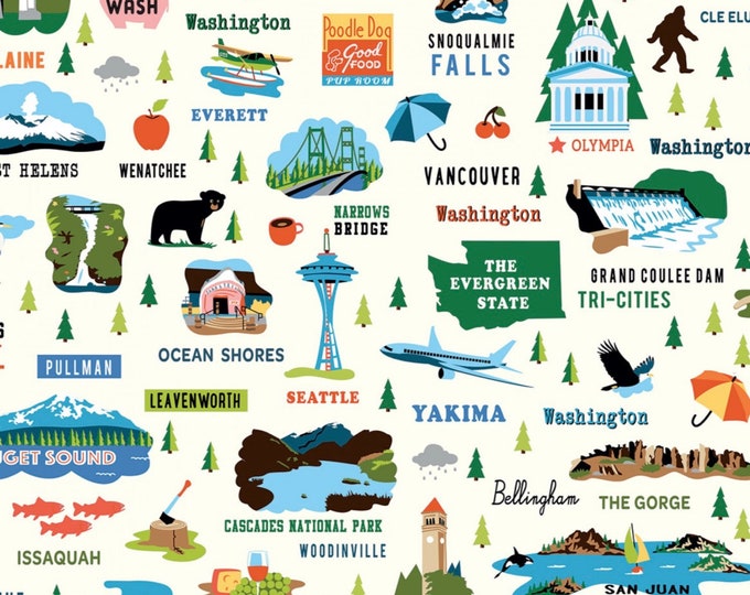 Washington State Cotton Fabric by Riley Blake C8564 Cloud Etsy