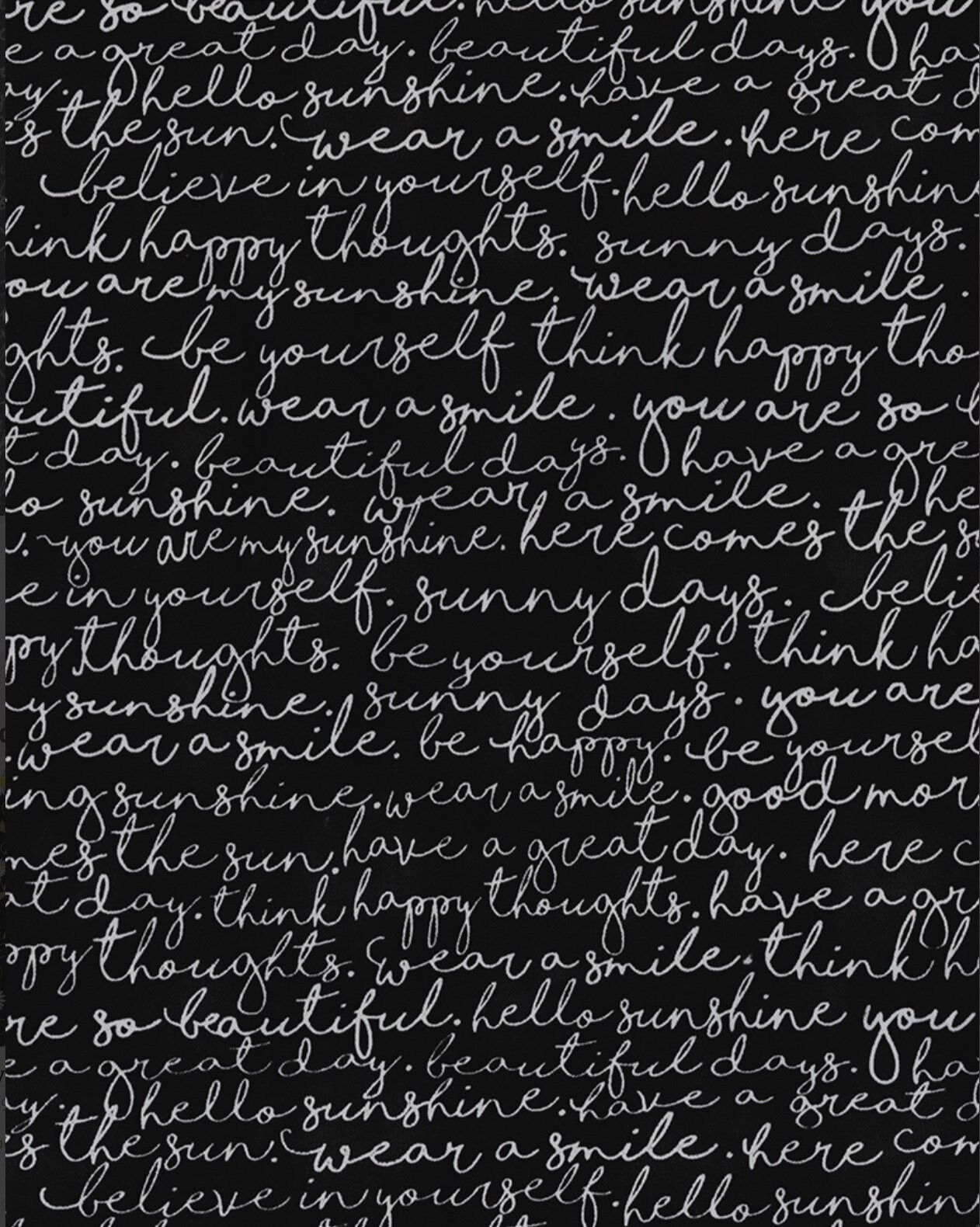 White writing on black background cotton fabric by Gail Etsy