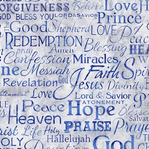 Religious phrases cotton fabric by Timeless Treasures C4720