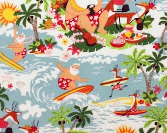 Surfin&#39; Santa cotton fabric by Alexander Henry 7450A