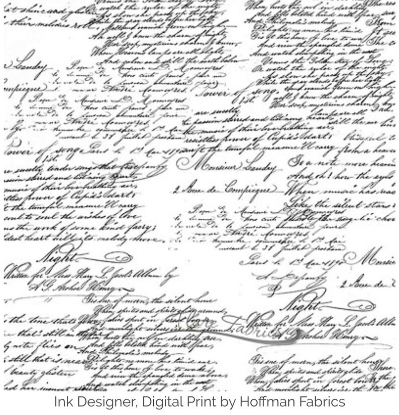 Ink Cursive Cotton Fabric by Hoffman Fabrics Q4482 Etsy