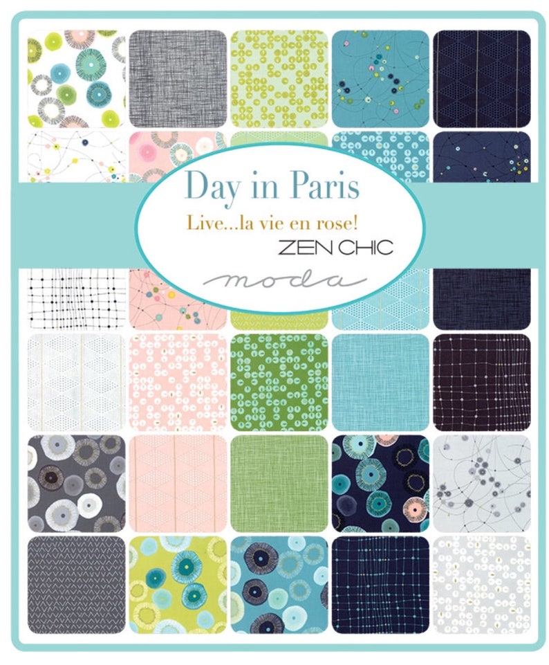 Day in Paris cotton metallic fabric by Zen Chic for Moda fabrics 1682 22M