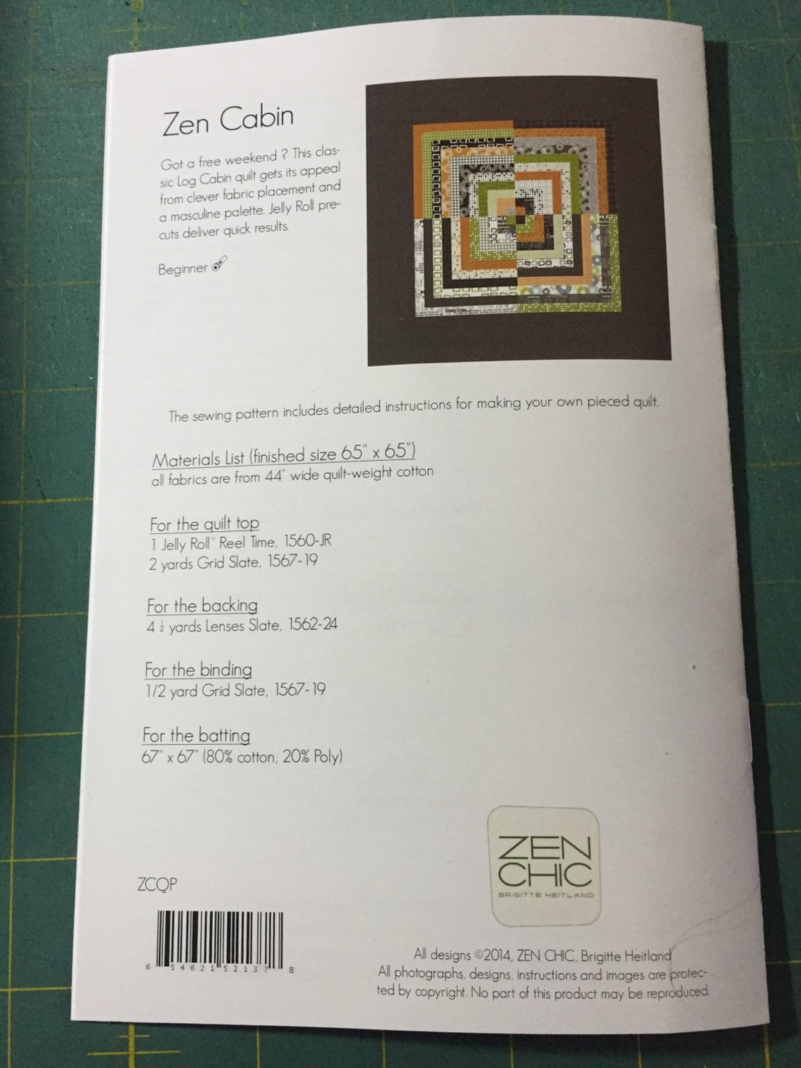 Zen Cabin quilt pattern from Zen Chic Etsy