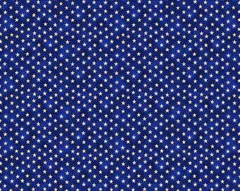 USA white stars on blue cotton fabric by Timeless Treasures fabrics C8324