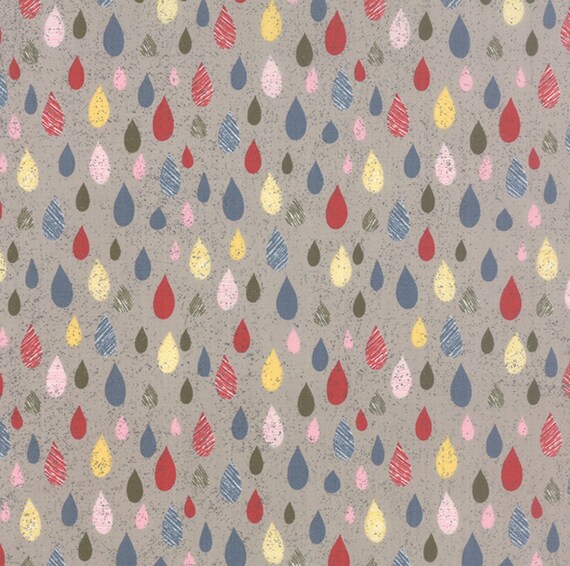 MON AMI Moda Blue Gray Rain drops Dots GRUNGE 30414 17 Basic Grey FABRIC