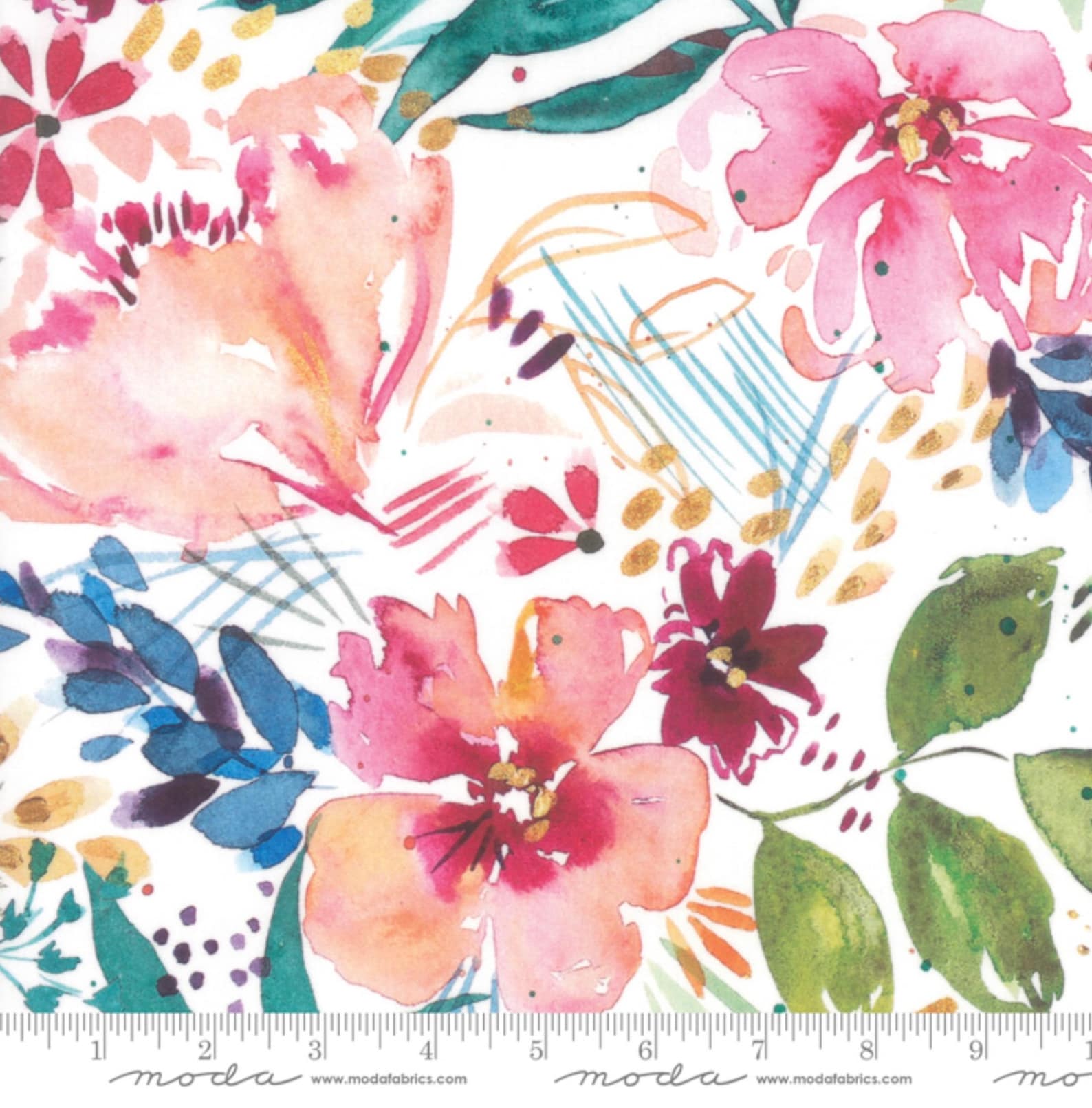 Brightly Blooming cotton fabric by Create Joy Project for Moda Etsy