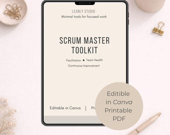 Boîte à outils Agile Scrum Master | Santé de l'équipe, agenda rétro (toile et PDF)