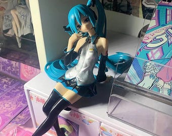 Miku Sentada 16 cm, Anime, Figura, Decoración, Juguete, Estatua, Kawaii, Regalo