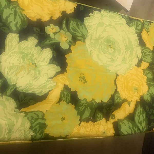 Floral Standard Size Ironing Board Cover Bright Shades of Yellow and Green on Black Background