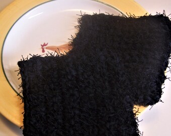 Handmade Black Cotton Dish Scrubbies: Non-Abrasive Kitchen Cleaning Set