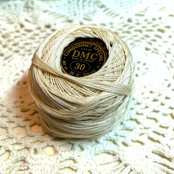Size 30 DMC Ecru Cotton Crochet Thread ~ 216 yd Spool