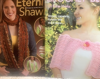 2 Crochet Shawl, Infinity Scarves Pattern Booklets: Shrugs, Capelets & More