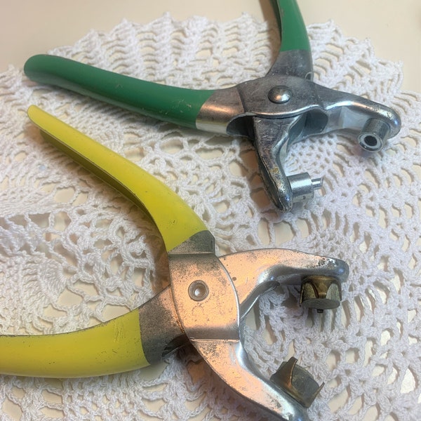 Lot of 2 Diff. Types of Vtg. Gripper Snap Fastener Pliers Tools