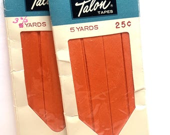 8-2/3 Yds 2 Pkgs Orange 100% Cotton Bias Tape Single Fold Vintage Talon