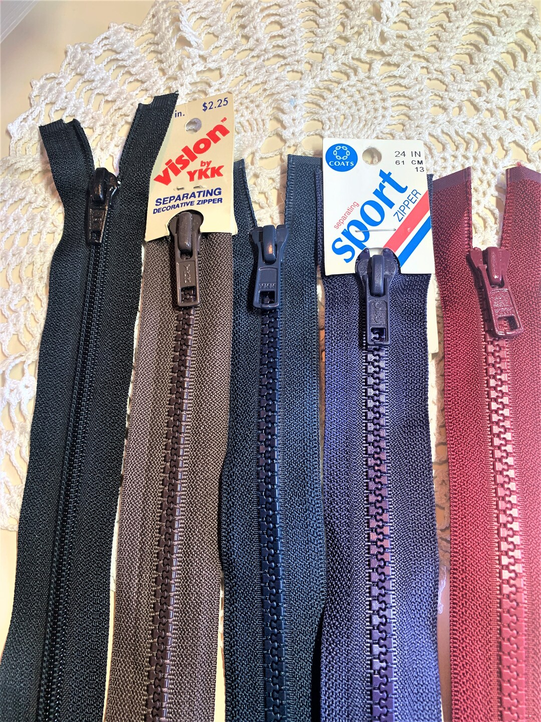 24 Separating Zippers for Jackets/sweaters Choice Black Nylon Coil or