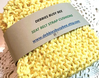 Hand Knit Cotton Dish Cloths: Yellow Set of 2