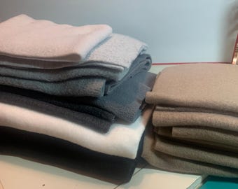 24 Pcs Neutral Fleece Rectangle Remnants Variety of Sizes ~ Black, White, Grays, Tan
