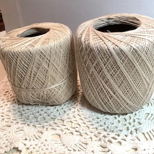 Size 20 Ecru 100% Cotton Crochet Thread - Big Balls @ 325 yd Size - Lot of 2