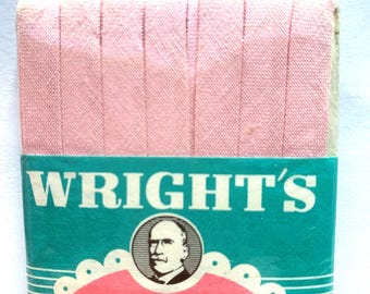 6 Yds Pink 100% Cotton Bias Tape Double Fold Vintage Wrights