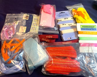 Assorted Colorful Ribbon Bag - Crafts or Doll Clothes