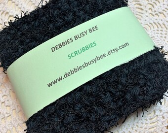 Black Cotton Dish Scrubbies: Non-Abrasive Kitchen Cleaning Set