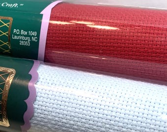 15" x 18" Red or Lt Blue Aida Cloth: 14 Count Cross Stitch Charles Craft
