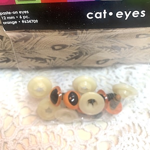 3 Sets 12mm Orange & Black Cat Eyes Screw-in