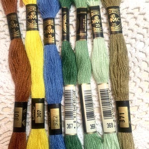 DMC 300s ~ #301 - 369 Cotton Floss Threads ~ Choice Brown, Yellow, Shades of Green